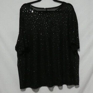 Unbranded | P2P 24 inches measured | Sheer Black Short Sleeve Sequin Shirt